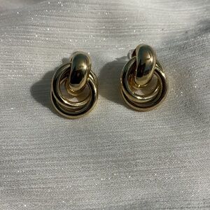 Lightweight Gold Polymer  Double Loop Earrings